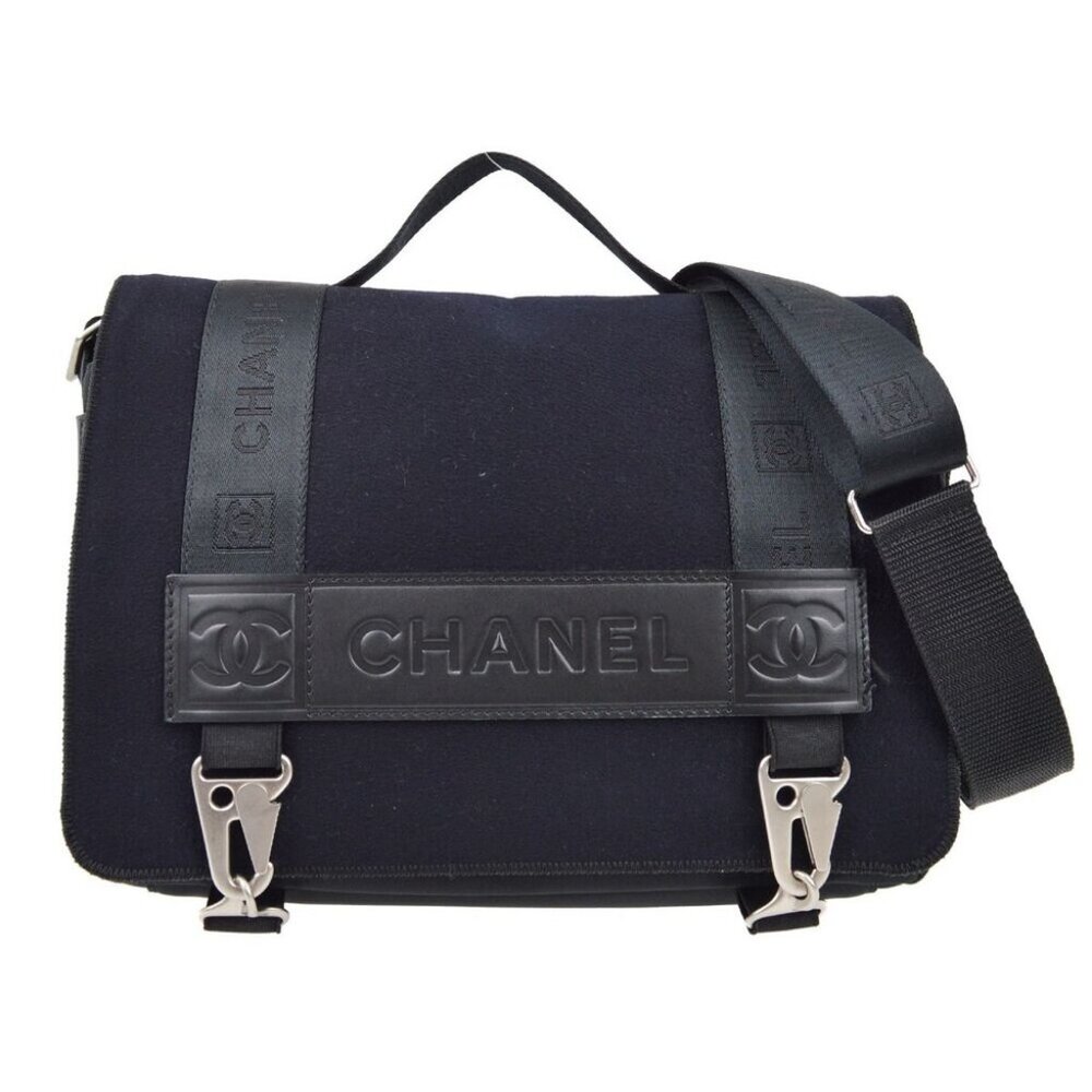 Chanel Black Felt Nylon Sport Line 2way Handbag 182873
